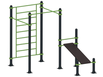 Уличная шведская стенка, три турника и скамья для пресса TORUDA 57