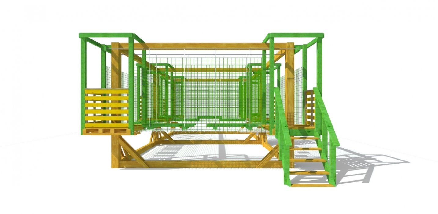 Уличный веревочный парк 7 этапов с сетчатой страховкой - вид 2