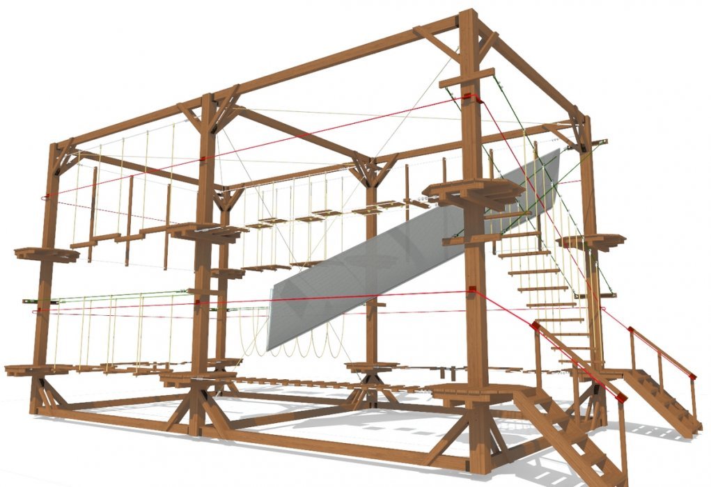 Двухуровневый веревочный комплекс 12 этапов - вид 3