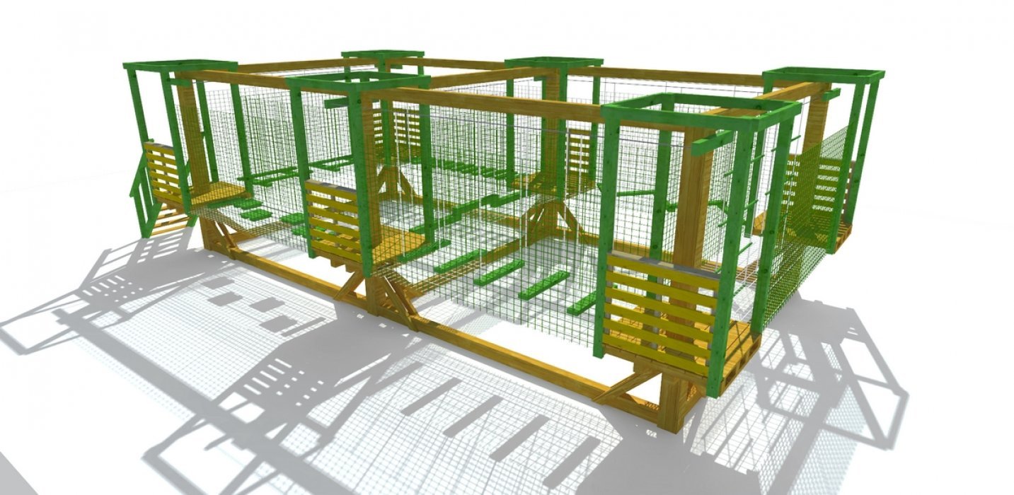 Уличный веревочный парк 7 этапов с сетчатой страховкой - вид 3