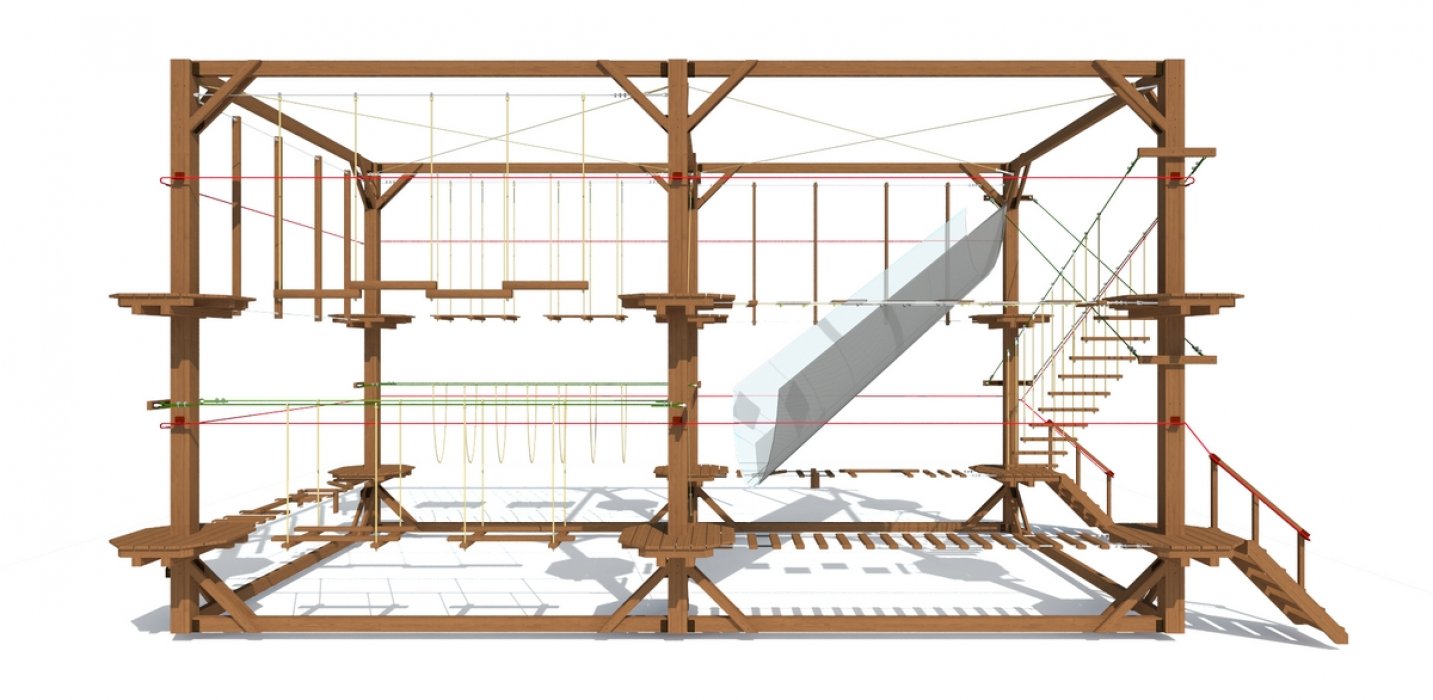 Двухуровневый веревочный комплекс 12 этапов - вид 4