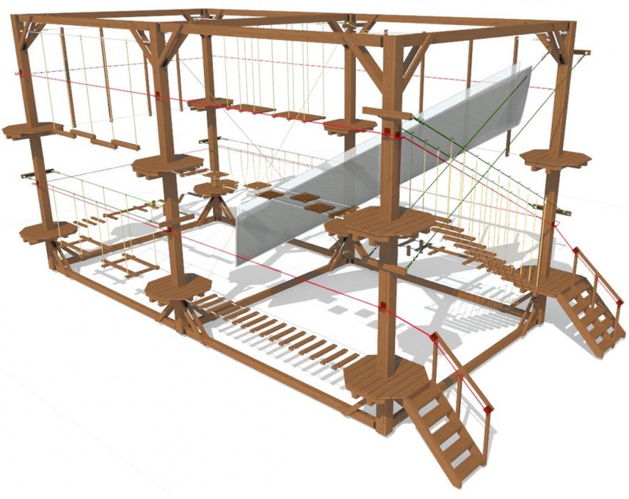 Двухуровневый веревочный комплекс 12 этапов - вид 0