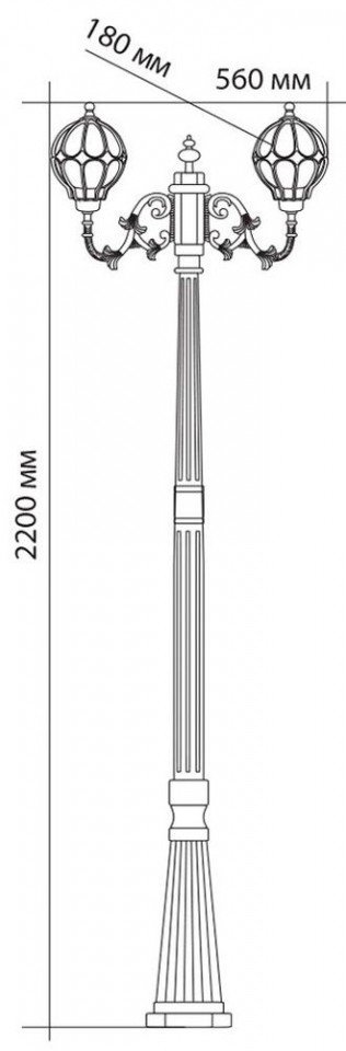 Садово-парковый светильник  Сфера PL3708 2*60W 230V E27 черное золото ОТК (комплект)