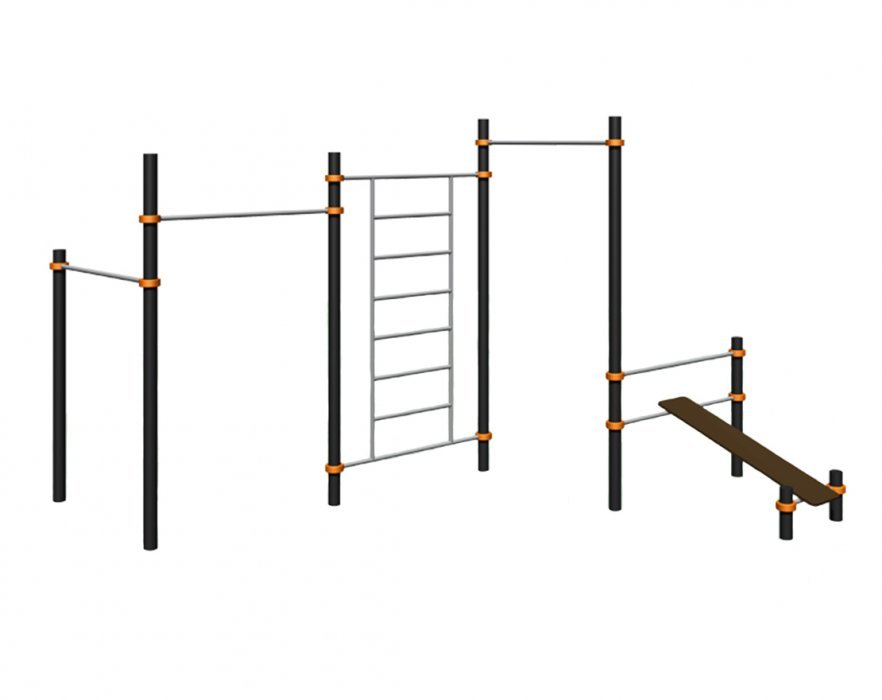 Уличный турник со шведской стенкой и лавкой для пресса - вид 1