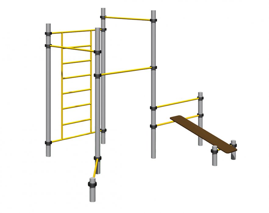 Комплекс турников со шведской стенкой, лавкой для пресса и турником для отжиманий - вид 2