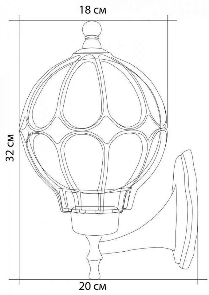 Садово-парковый светильник  Сфера PL3701 60W 230V E27 черное золото (на стену вверх) ОТК