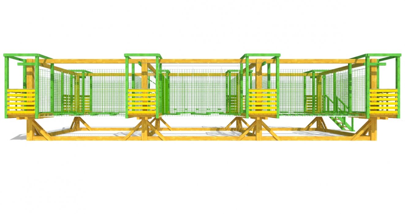Уличный веревочный парк 10 этапов с сетчатой страховкой - вид 5