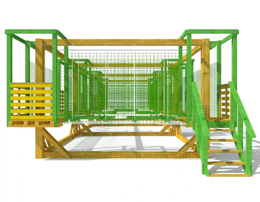 Веревочный парк 10 этапов с сетчатой страховкой - вид 2