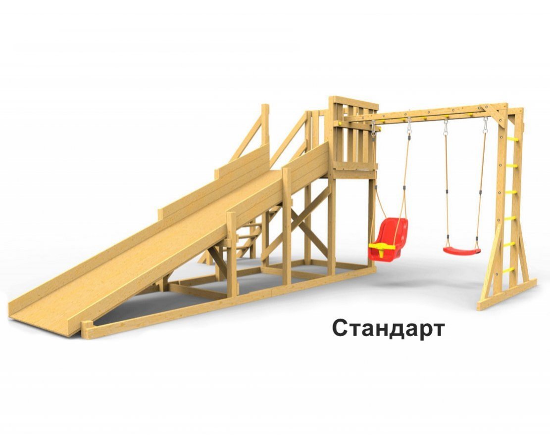 Деревянная зимняя горка Сорбет Мята №2 с рукоходом - вид 0