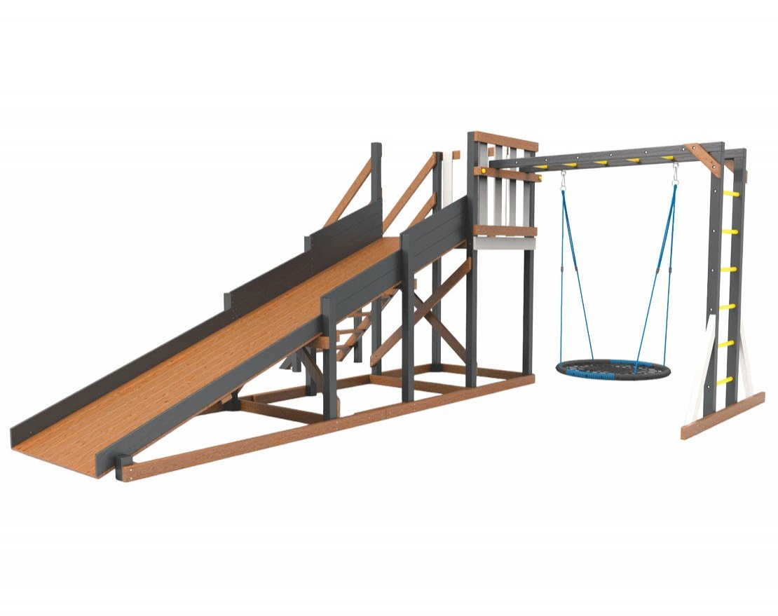 Деревянная зимняя горка Сорбет Мята №2 с рукоходом и гнездом - вид 0