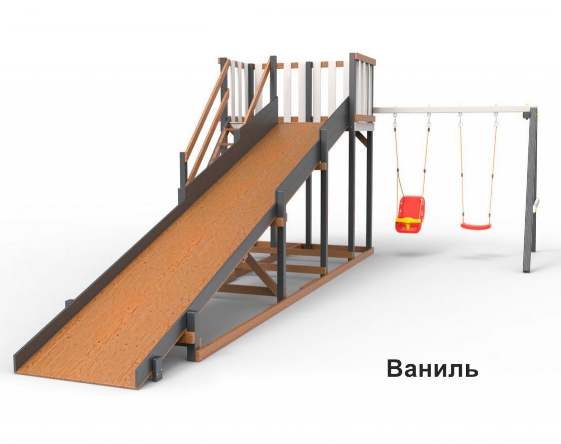 Деревянная зимняя горка Сорбет Мята №3 с качельной балкой - вид 10