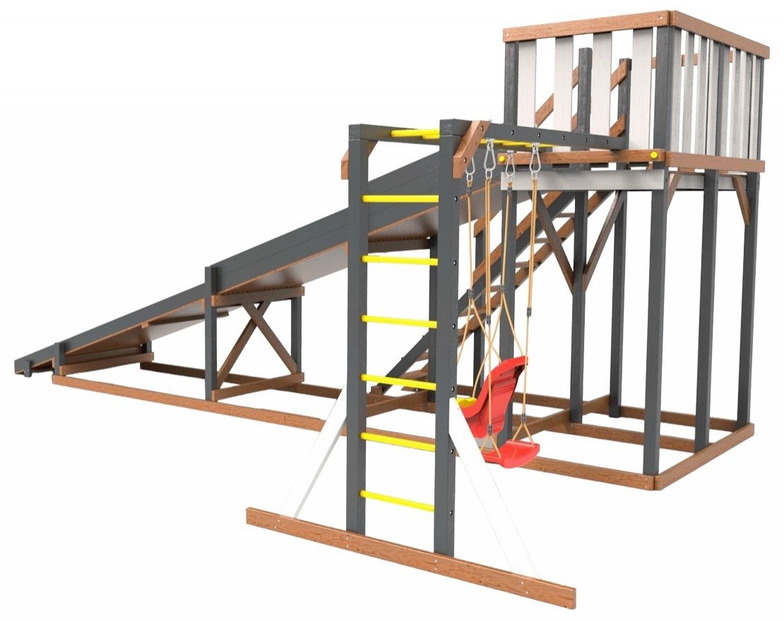 Деревянная зимняя горка Сорбет Мята №3 с рукоходом - вид 14