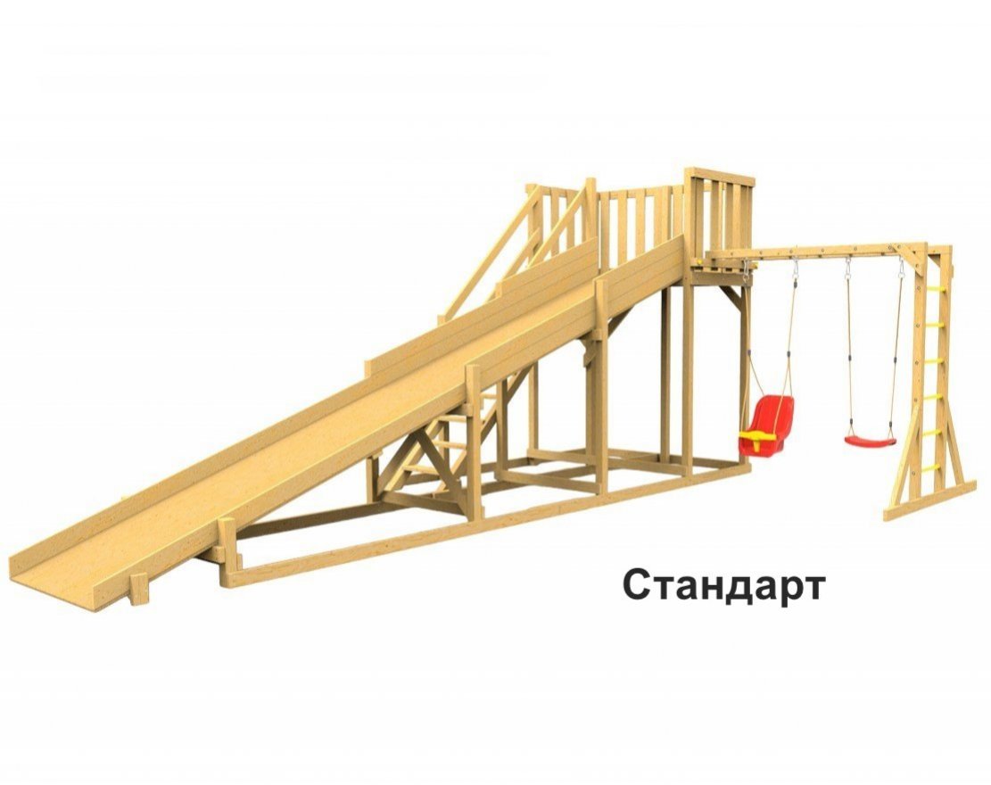 Деревянная зимняя горка Сорбет Мята №3 с рукоходом - вид 0