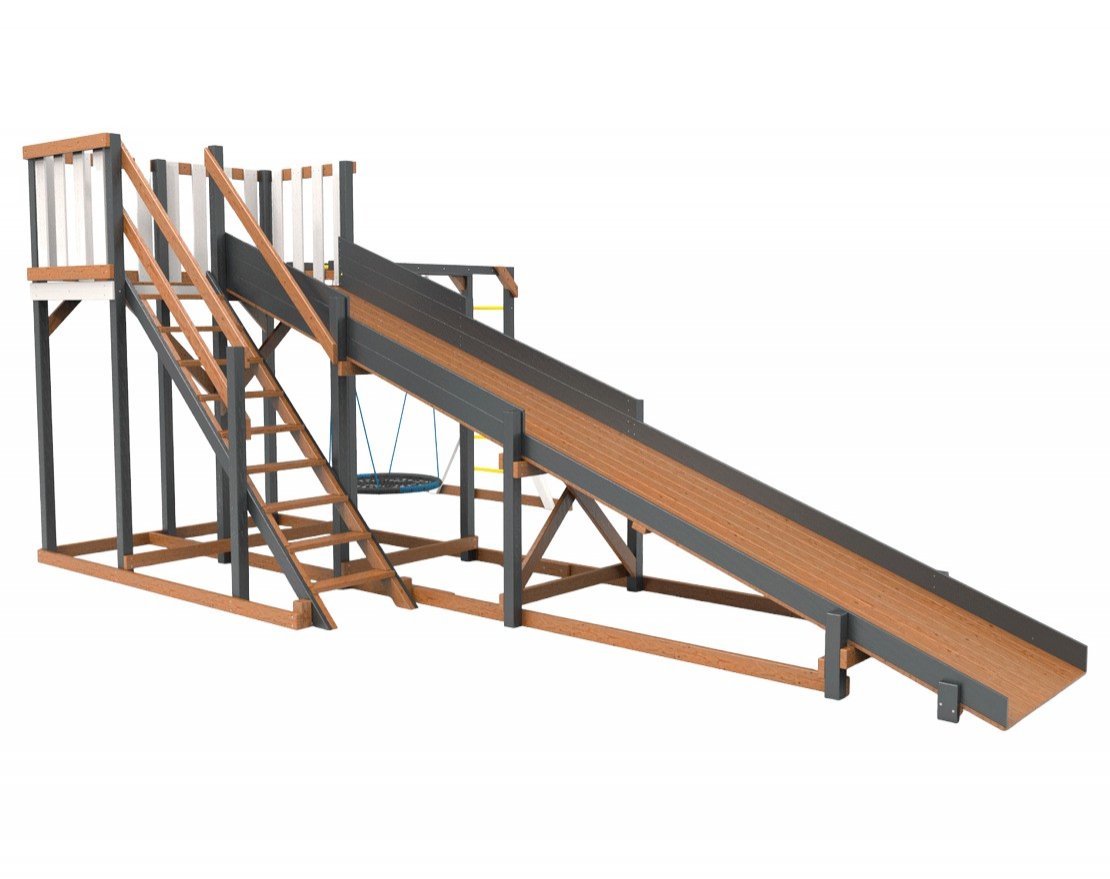 Деревянная зимняя горка Сорбет Мята №3 с рукоходом и гнездом - вид 2