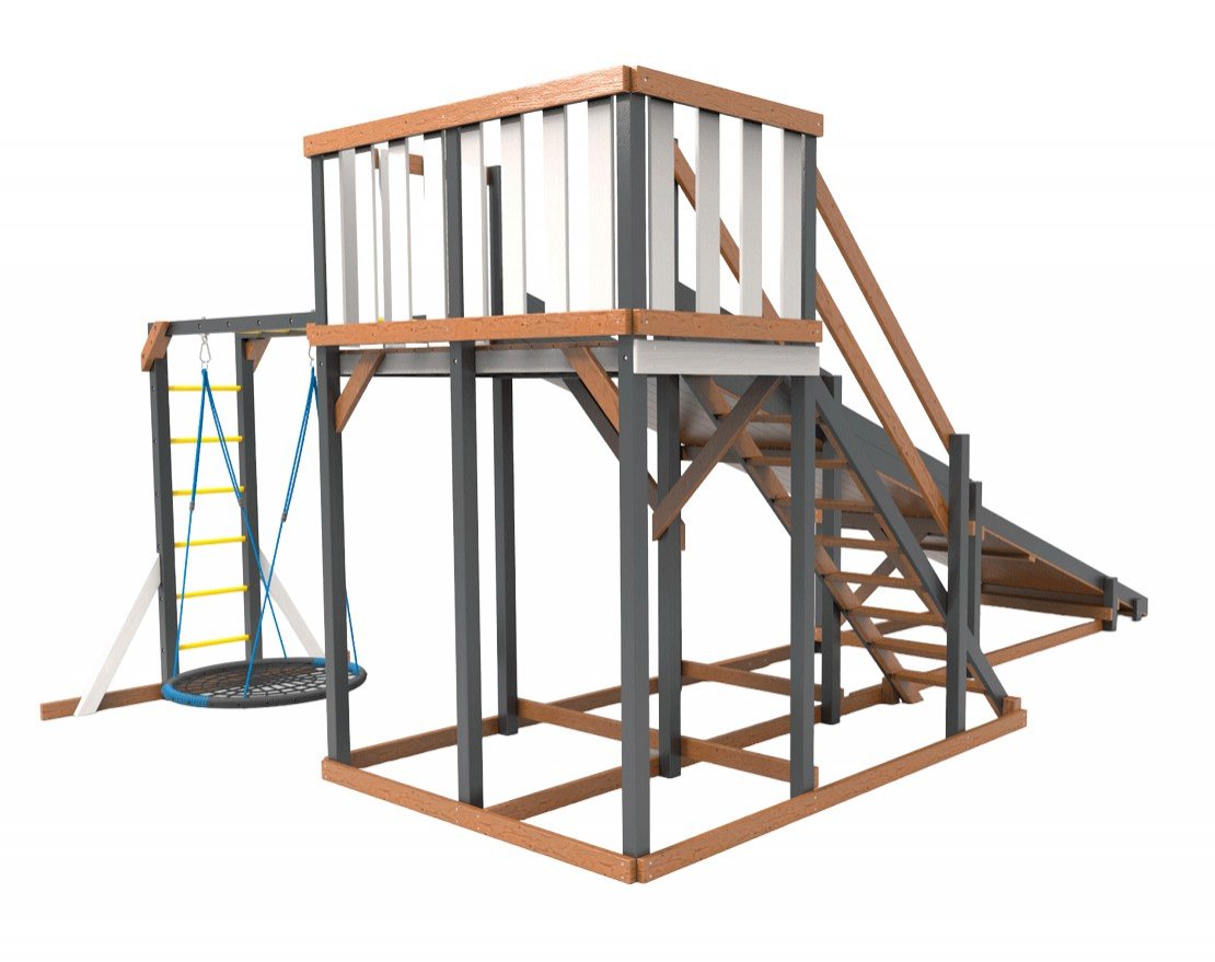 Деревянная зимняя горка Сорбет Мята №3 с рукоходом и гнездом - вид 3