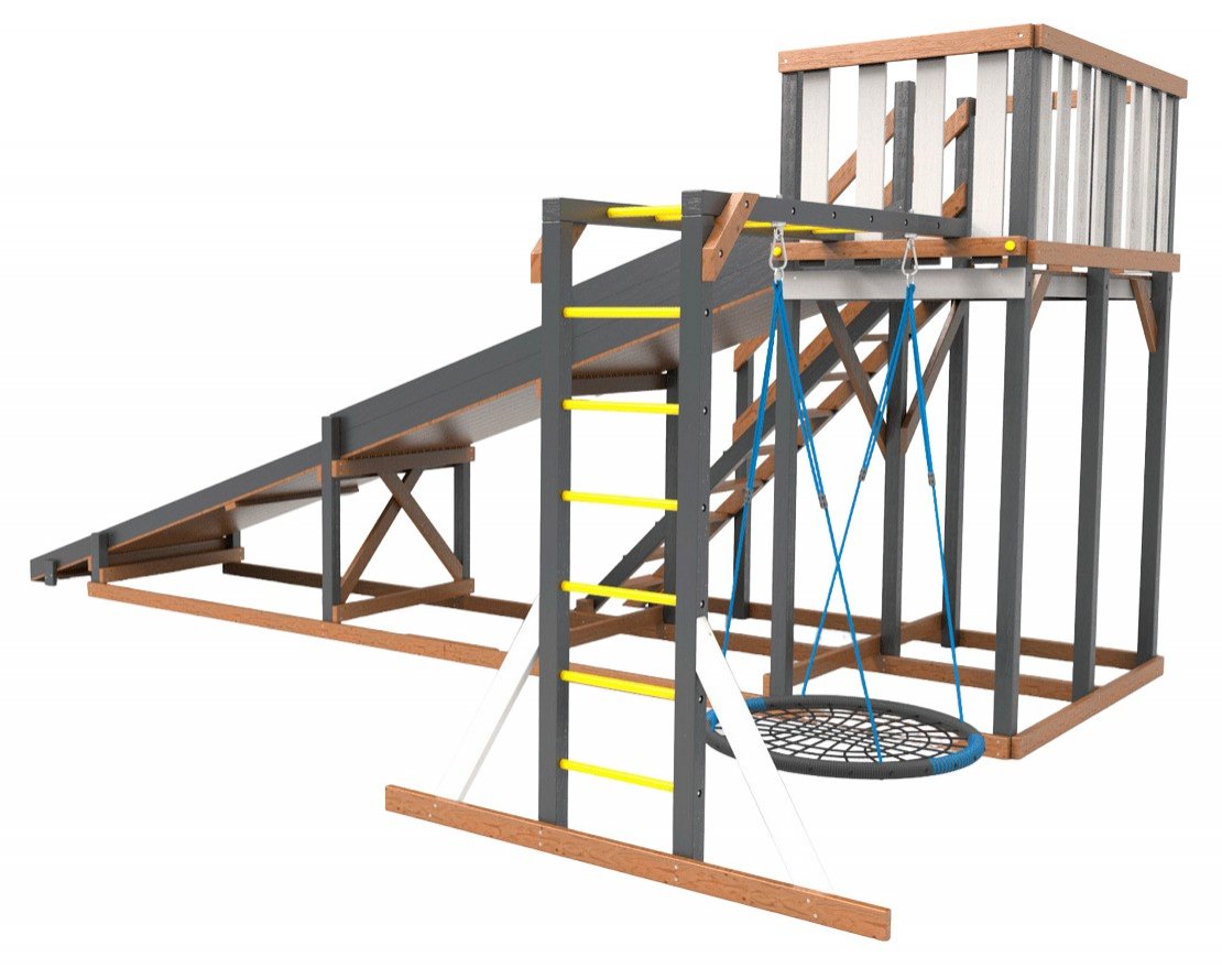 Деревянная зимняя горка Сорбет Мята №3 с рукоходом и гнездом - вид 5