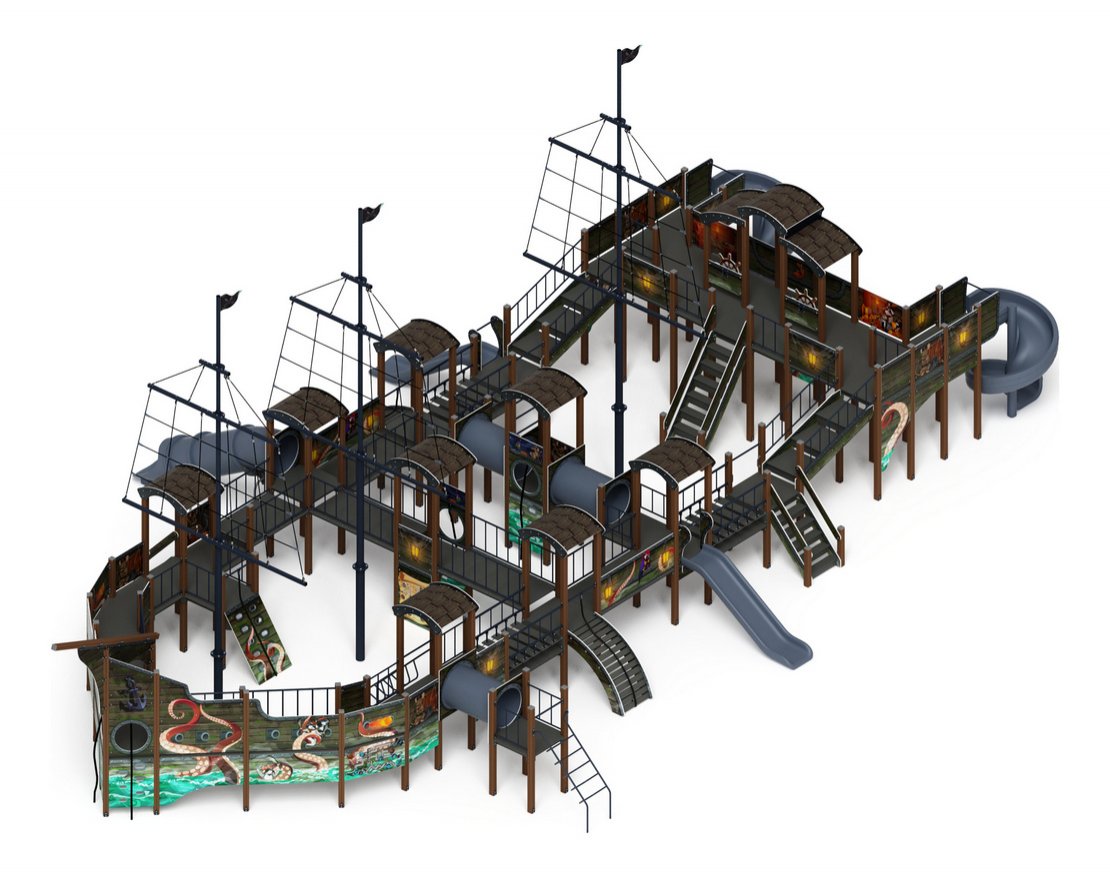 Детская игровая площадка Баркентина Летучий голландец (винтовой скат) ДИК 2.03.3.06-11 H=1200 H=1500 H=2000 0