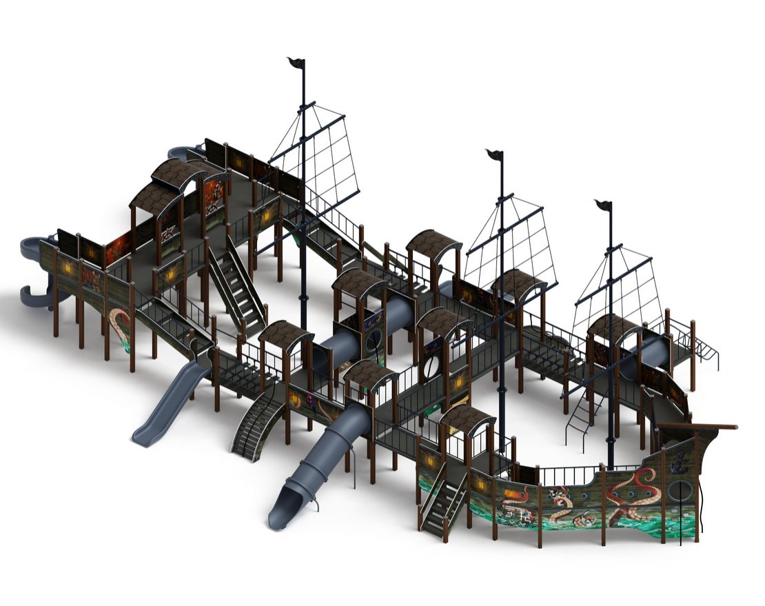 Детская игровая площадка Баркентина Летучий голландец (винтовой скат) ДИК 2.03.3.06-11 H=1200 H=1500 H=2000 3