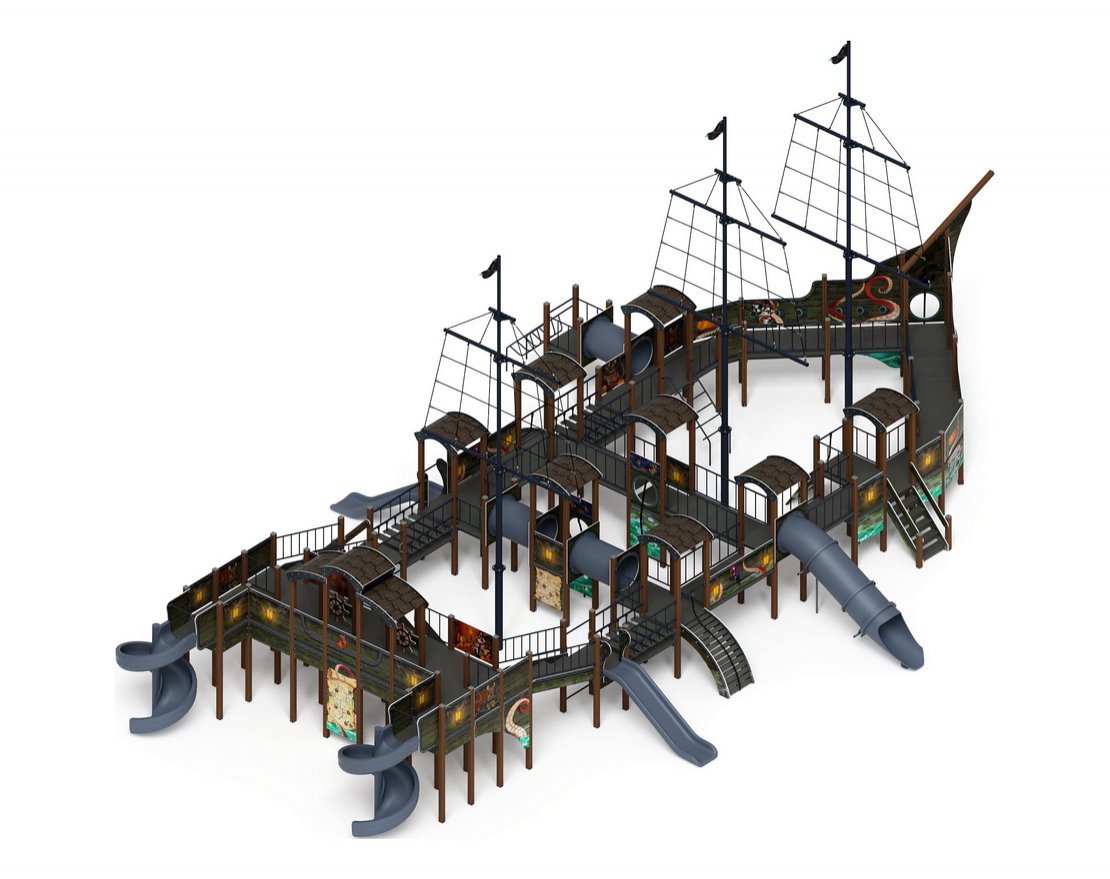 Детская игровая площадка Баркентина Летучий голландец (винтовой скат) ДИК 2.03.3.06-11 H=1200 H=1500 H=2000 2