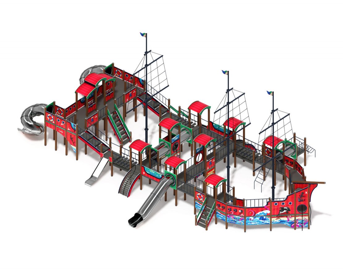 Детский игровой комплекс Баркентина Мульт (нержавейка скат) ДИК 2.03.3.06-20 H=1200 Н=1500 H=2000 1