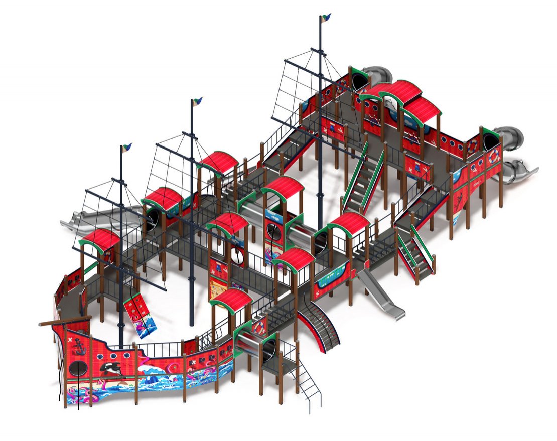 Детский игровой комплекс Баркентина Мульт (нержавейка скат) ДИК 2.03.3.06-20 H=1200 Н=1500 H=2000 0