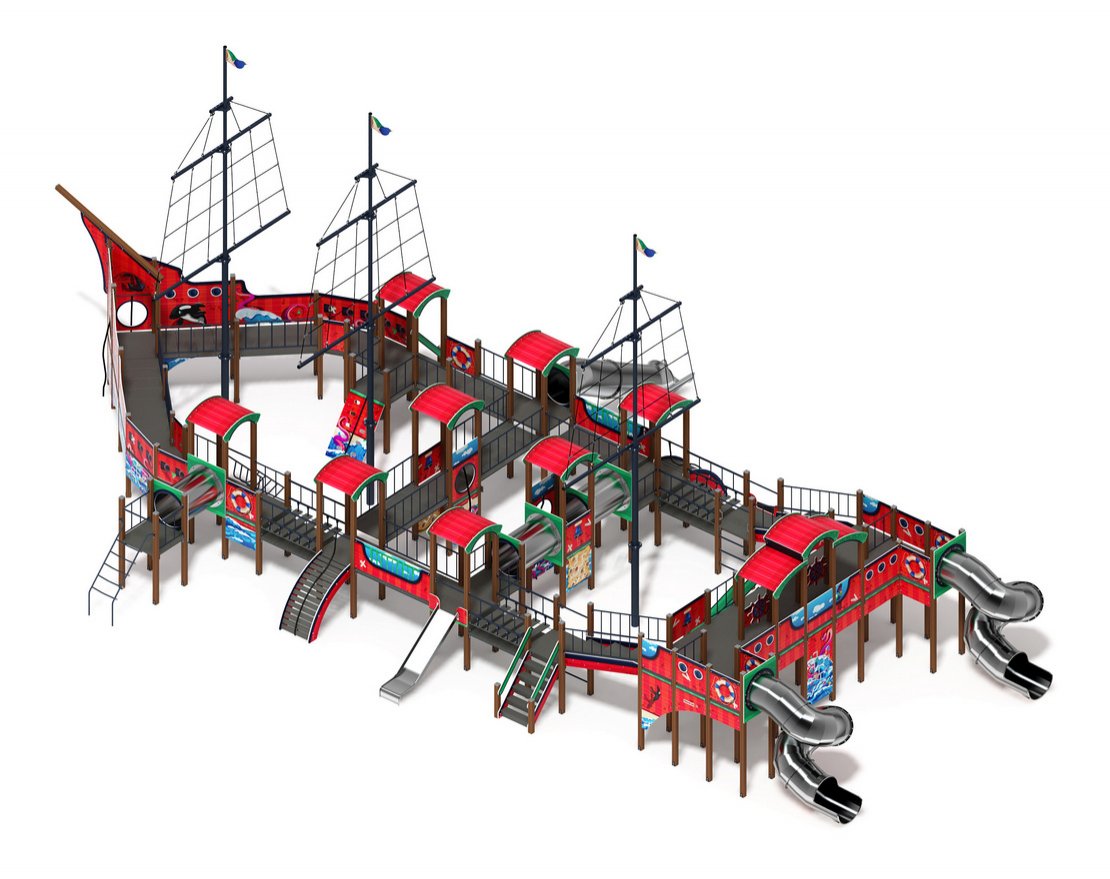 Детский игровой комплекс Баркентина Мульт (нержавейка скат) ДИК 2.03.3.06-20 H=1200 Н=1500 H=2000 3