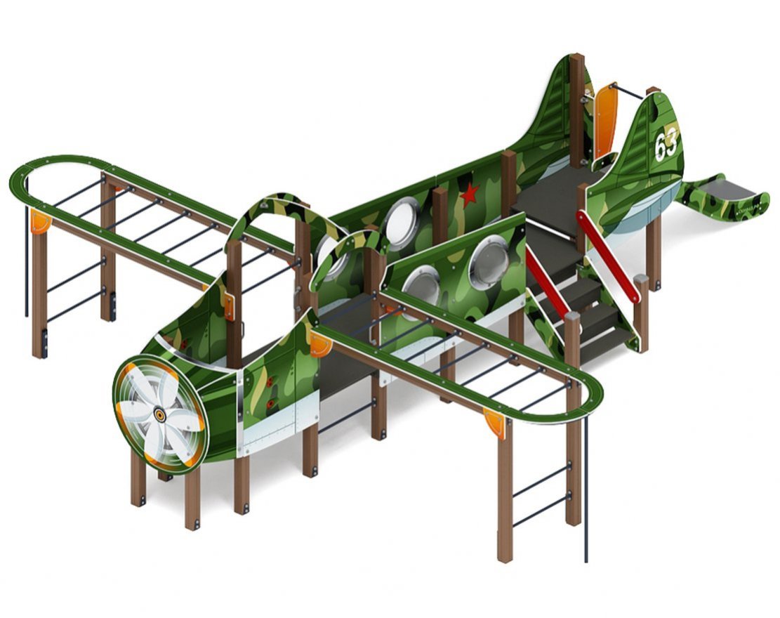 Детский игровой комплекс Аэроплан ДИК 1.03.4.01-02.C (Хаки) H=900
