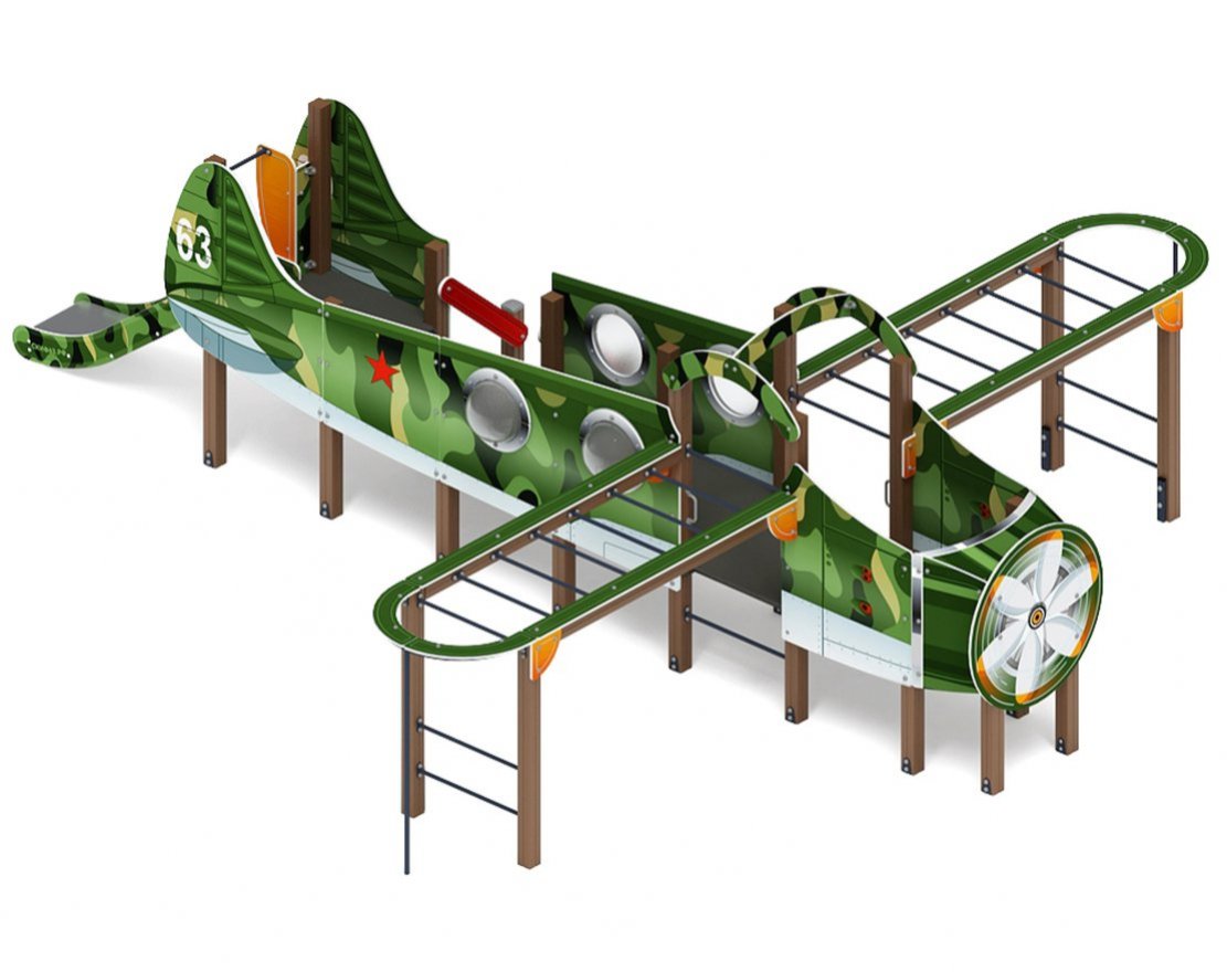 Детский игровой комплекс Аэроплан ДИК 1.03.4.01-02.C (Хаки) H=900