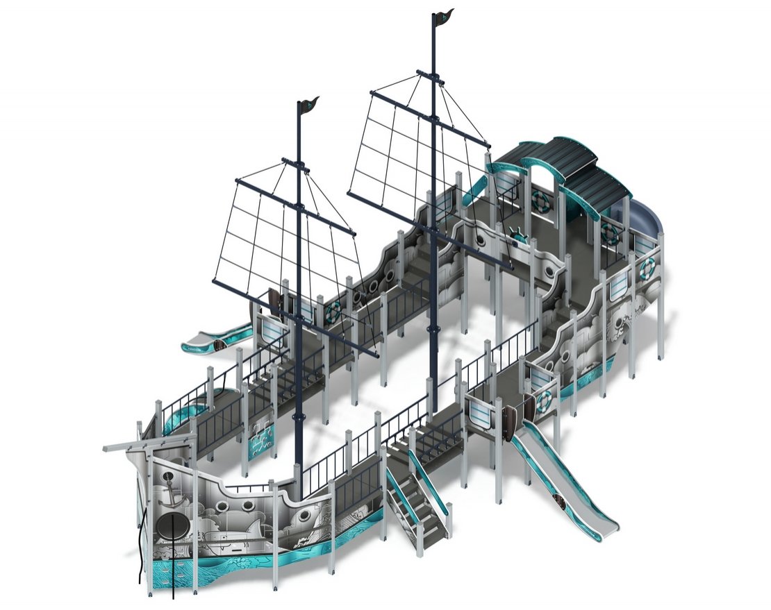 Детский игровой комплекс  Флагман (Лагуна) (винтовой скат) ДИК 2.03.3.03-12