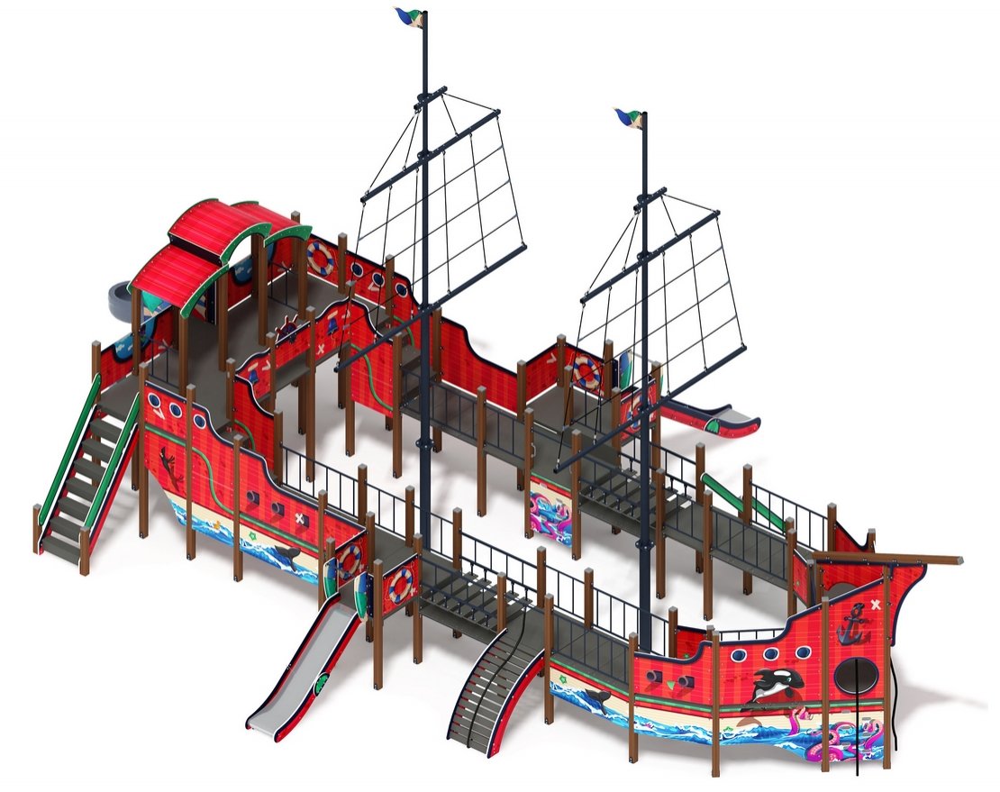 Детский игровой комплекс  Флагман (Мульт) (винтовой скат) ДИК 2.03.3.03-10