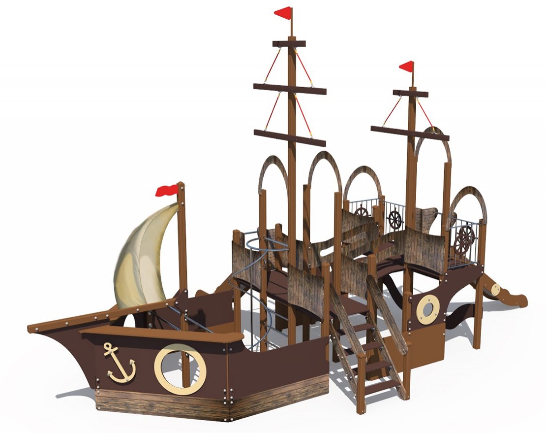 Уличный ДСК Лагуна в виде двойного парусника и с горками Н-1200,1500 ДИО 10117 - вид 3