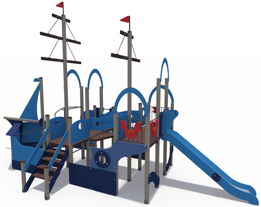 Уличный ДСК Лагуна в виде двойного парусника и с горками Н-1200,1500 ДИО 10117 - вид 4