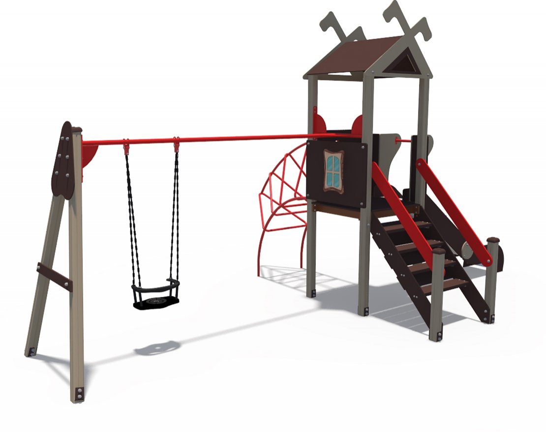 Детский игровой комплекс Лесная долина с лазом и качелями ДИО 06100 - вид 2