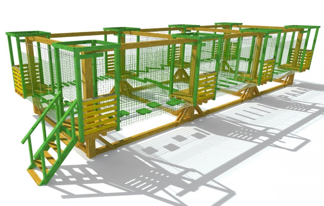 Веревочный парк 10 этапов с сетчатой страховкой - вид 2