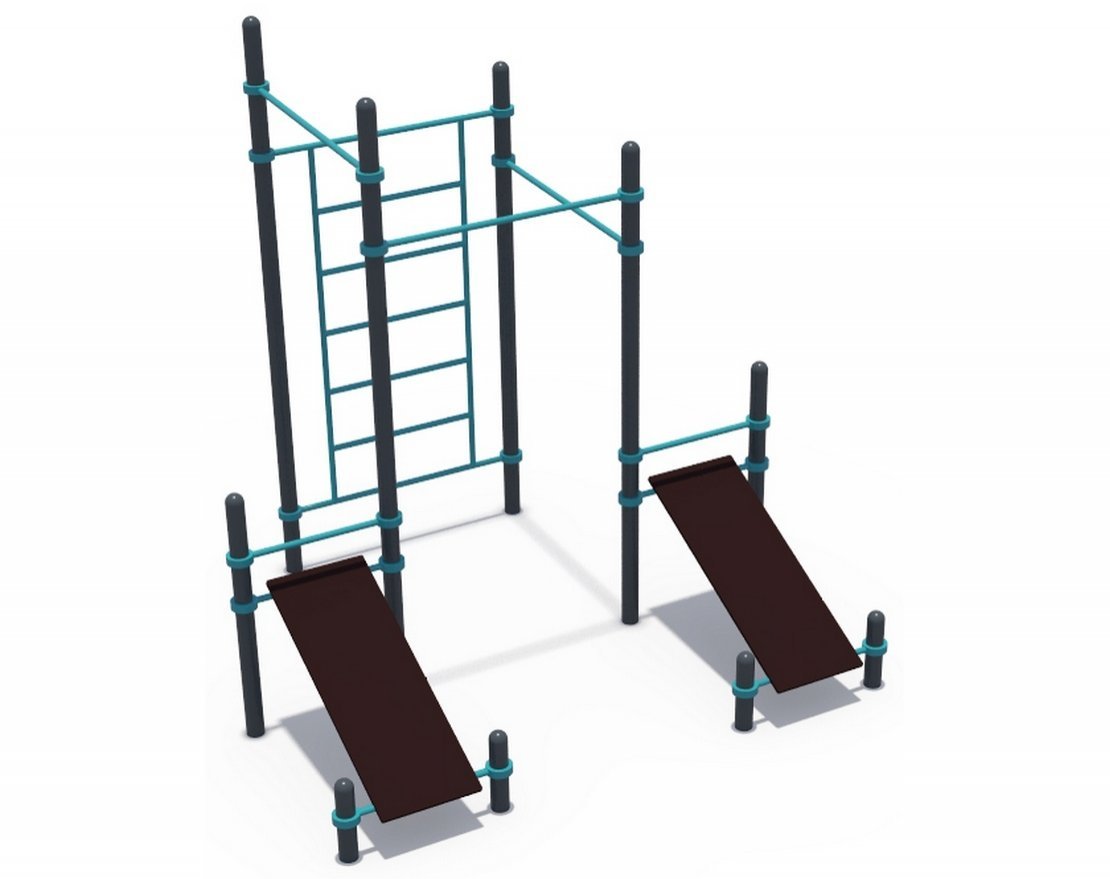 Уличная гимнастическая стенка со скамьями для пресса Воркаут (ГТО 89 мм) СОВ 01060 - вид 0