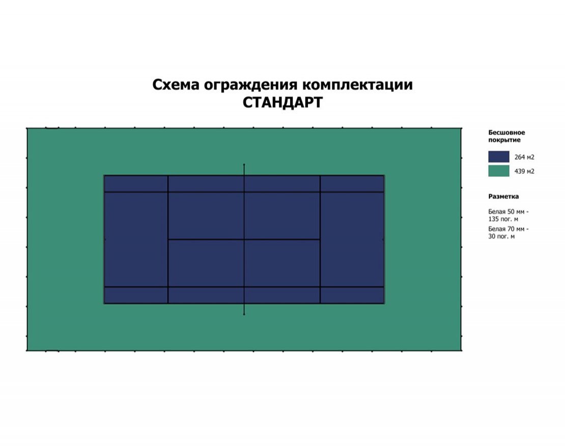 Корт для тенниса TORUDA T-1 HARD (37х19, игровое поле 24х11) - вид 6