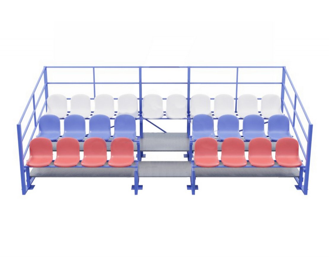 Трибуна  3-х рядная пластиковые сидения, 26 мест T009 0