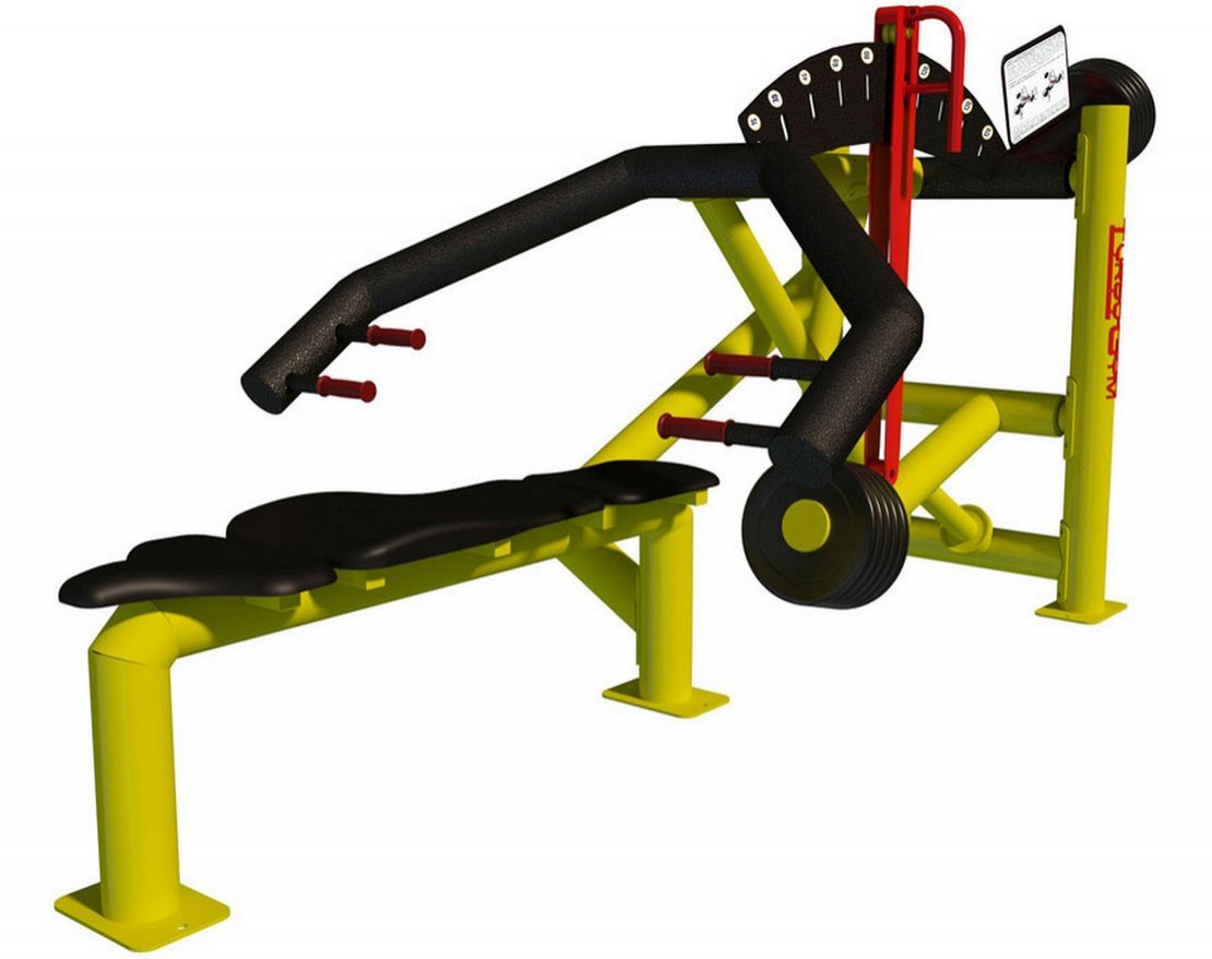 Силовой тренажер с изменяемой нагрузкой для улицы Жим от груди лежа - вид 0