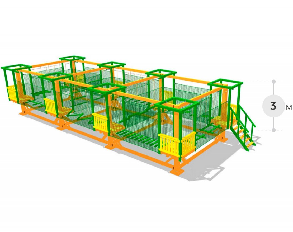Веревочный парк 10 этапов с сетчатой страховкой - вид 2