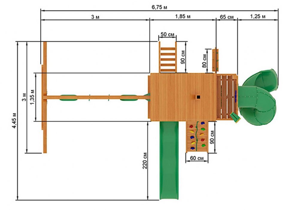 Деревянная детская площадка  Шато с трубой 1 и 2